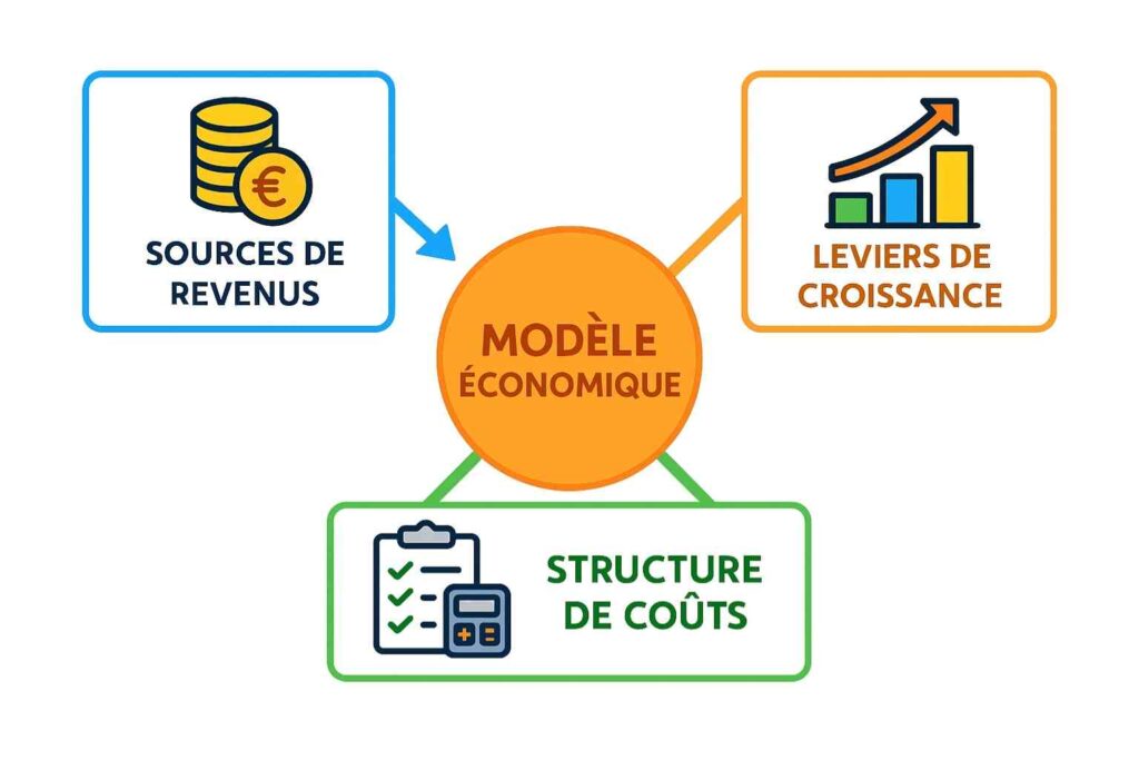 Schéma illustrant la business model définition et ses composantes clés pour comprendre la création de valeur en entreprise.