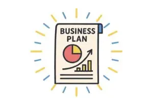 Illustration business plan avec graphique et croissance – construire et mettre en place une stratégie entrepreneuriale
