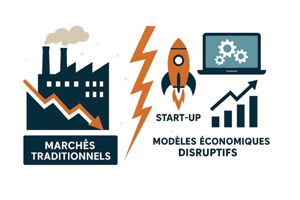 Illustration de la disruption innovation de rupture dans l’économie moderne