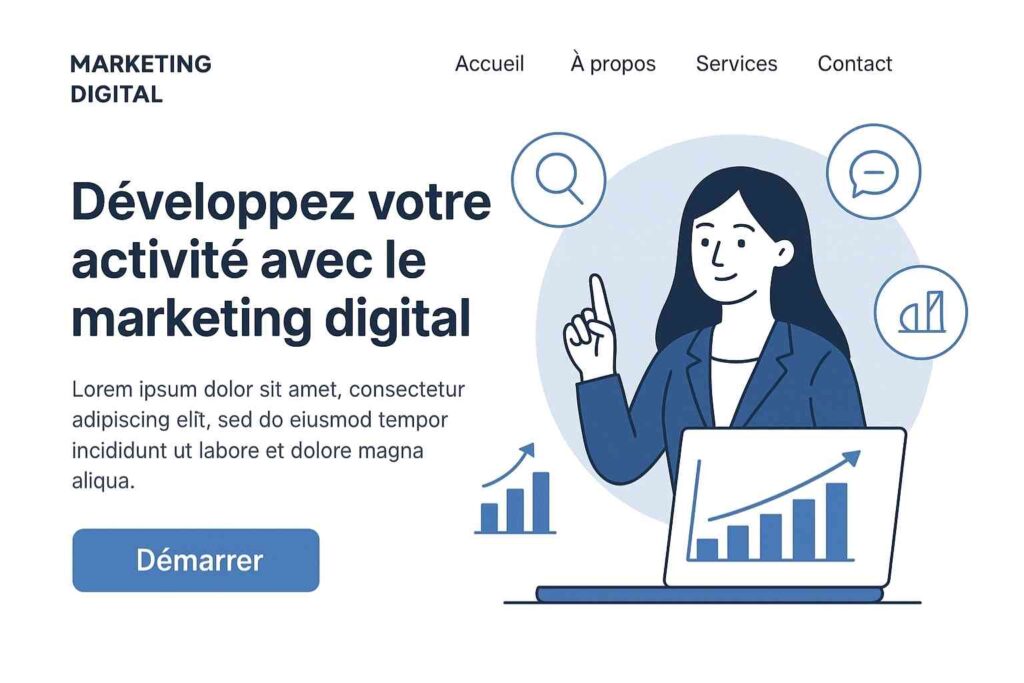 Exemple de landing page marketing digital optimisée pour la conversion