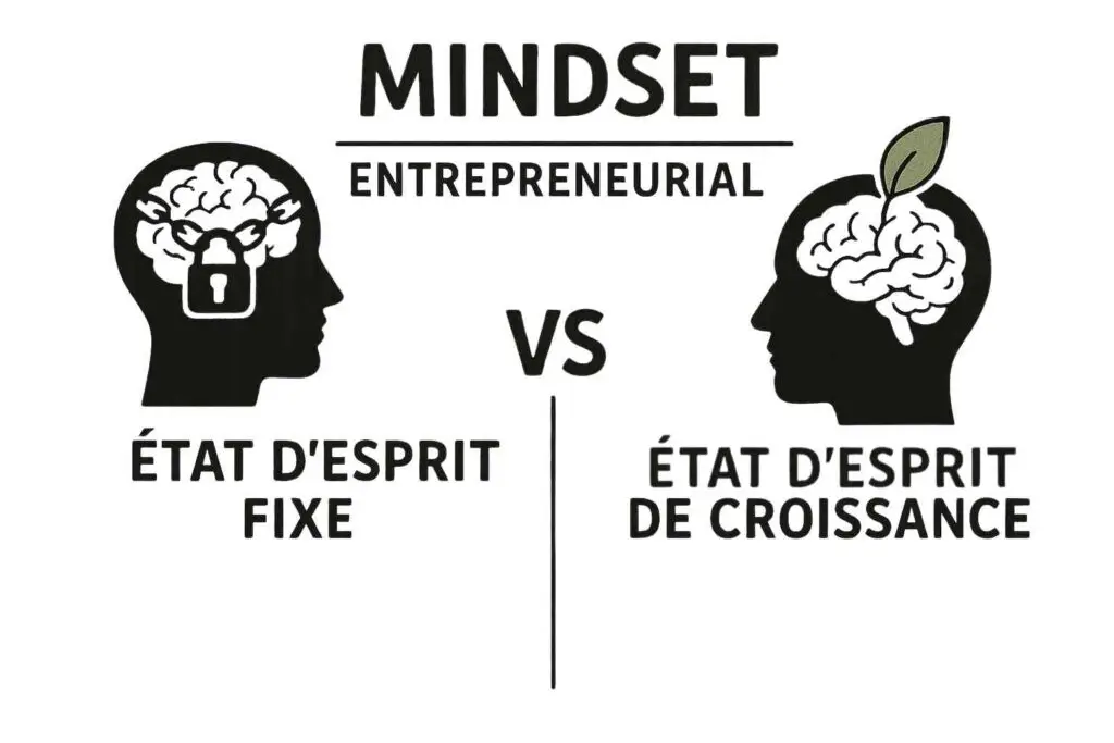 Illustration mindset entrepreneurial – état d’esprit fixe vs état d’esprit de croissance