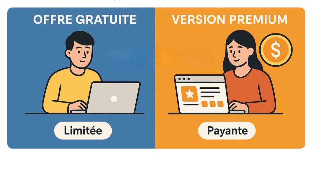 Illustration du modèle économique freemium avec offre gratuite et premium