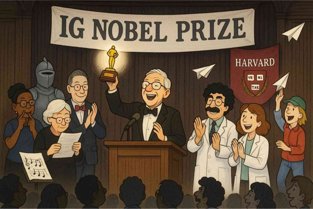 Cérémonie du prix Ig Nobel à Harvard récompensant des recherches insolites.