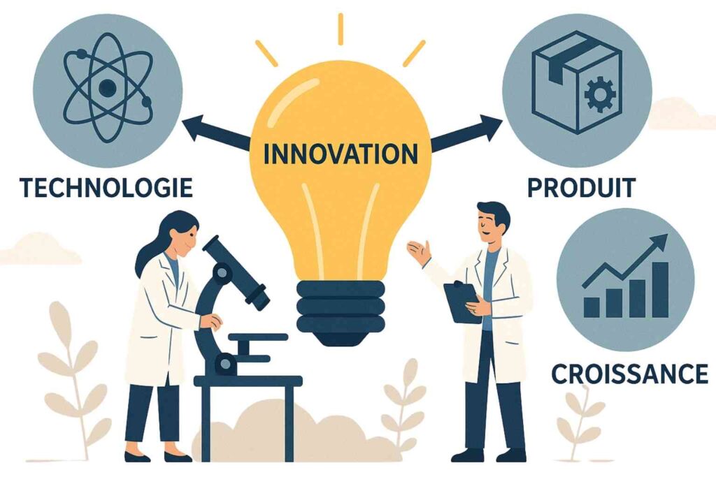 Illustration du rôle de la R&D en entreprise, moteur d’innovation et de compétitivité.