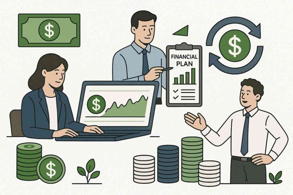 Graphique illustrant la gestion de la trésorerie d’entreprise et ses liquidités disponibles