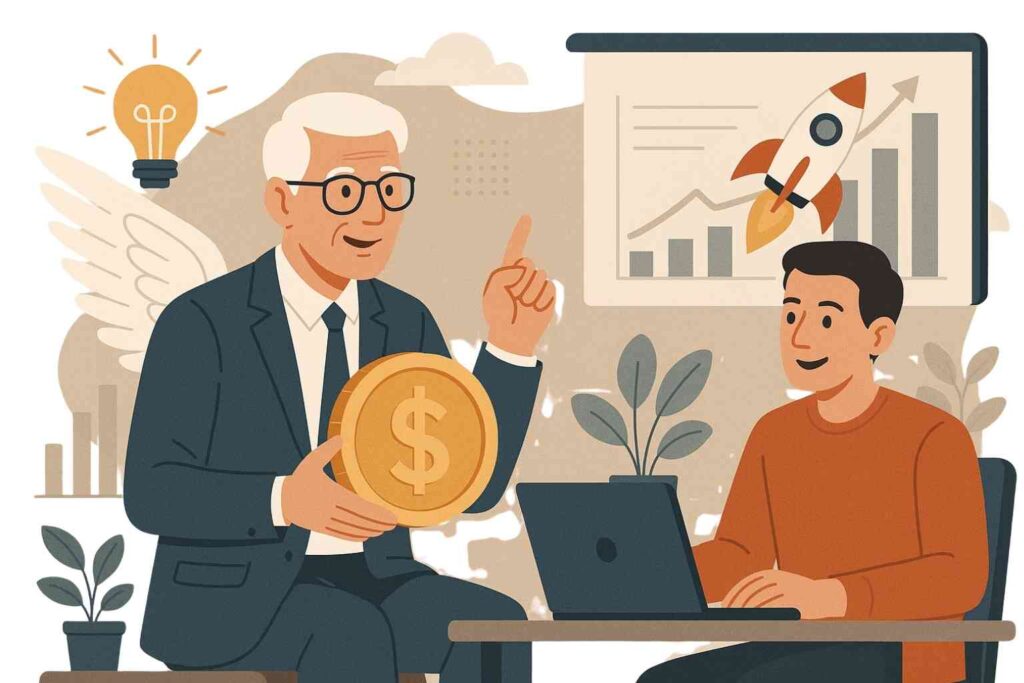 Business angel accompagnant une start-up innovante — rôle du business angel en start-up