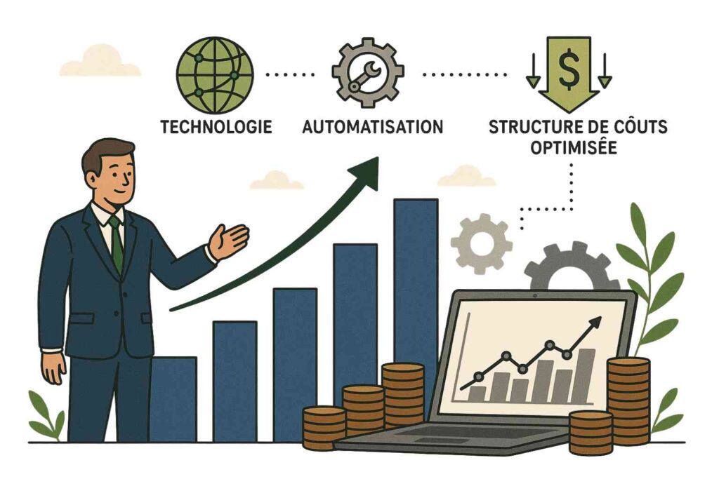 Illustration de la scalabilité en entreprise avec une croissance rapide et automatisée