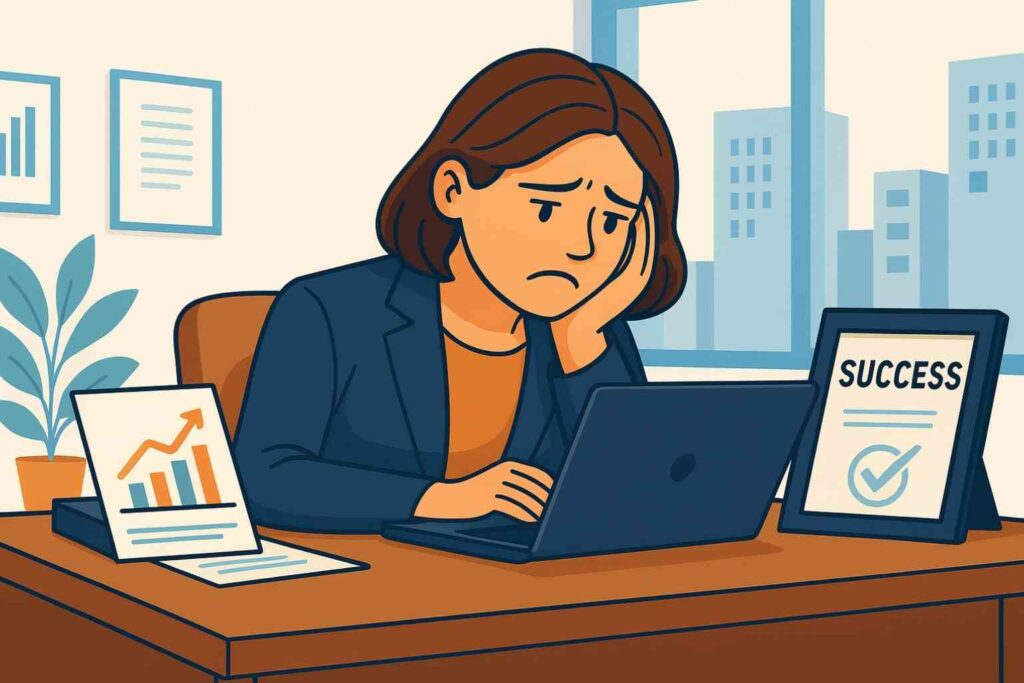Entrepreneur ressentant le syndrome de l’imposteur en doutant de ses compétences malgré ses réussites.