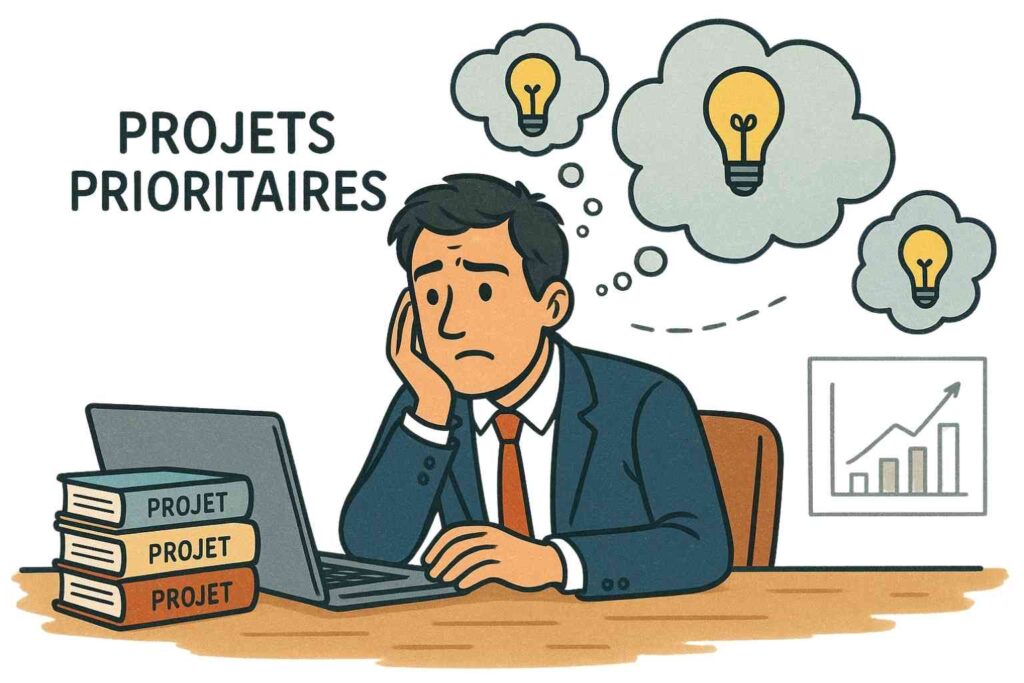 Entrepreneur distrait par de nouvelles idées — syndrome de l’objet brillant en entrepreneuriat