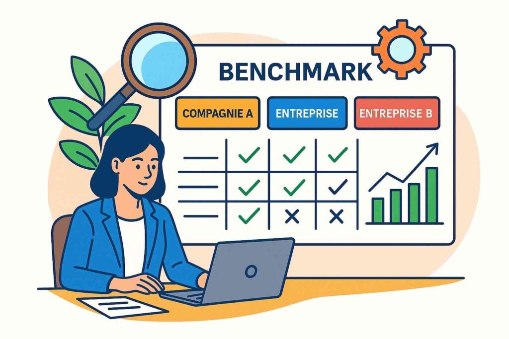 Benchmark concurrentiel entreprise comparant ses performances à celles du marché