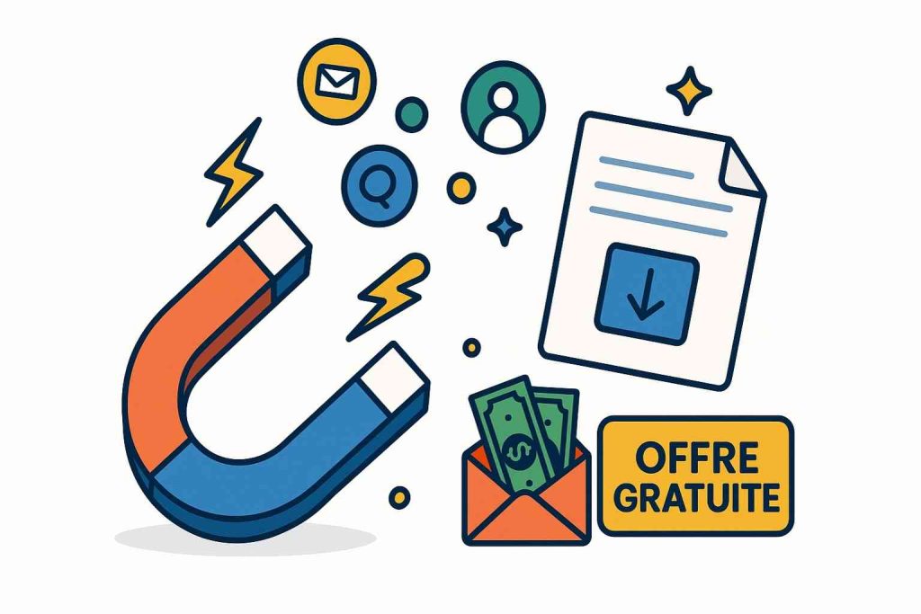 Lead magnet marketing digital illustrant une offre gratuite qui attire des prospects