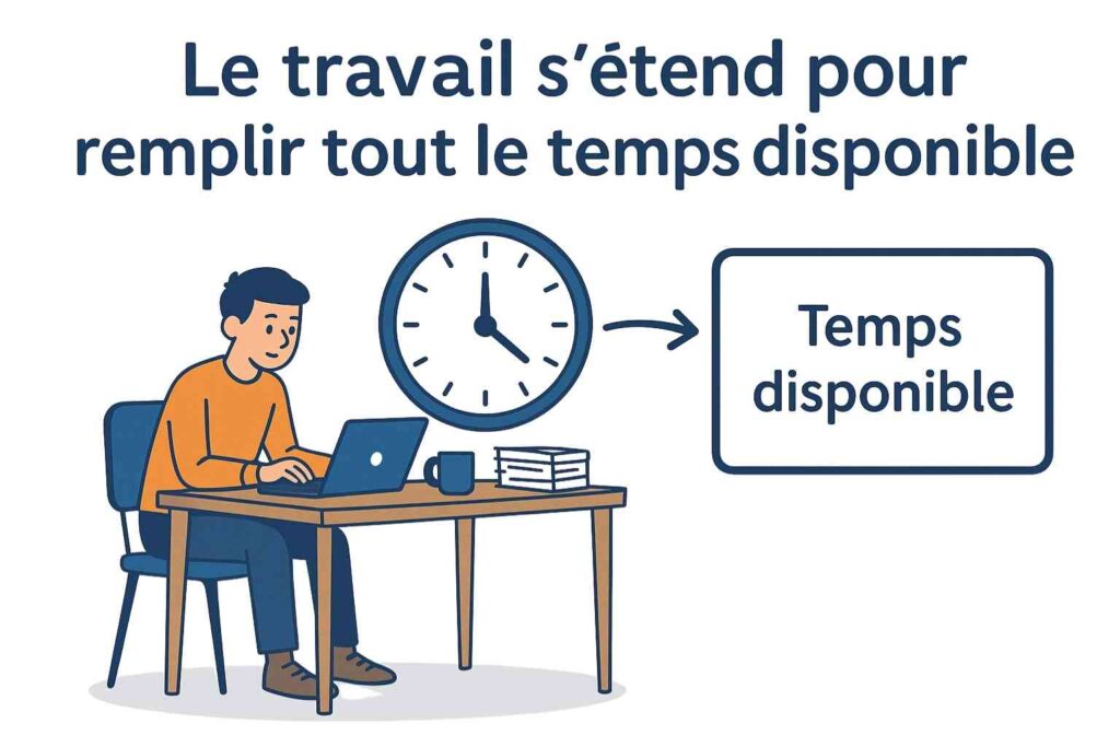 Illustration de la loi de Parkinson sur la gestion du temps et la productivité