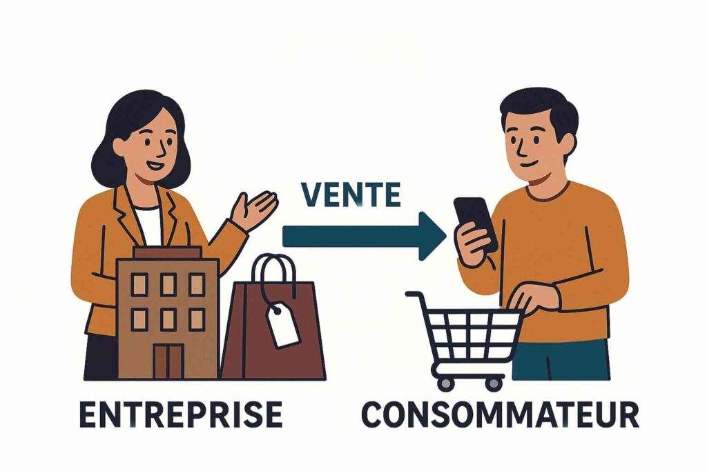 Illustration du modèle B2C business to consumer dans le commerce de détail