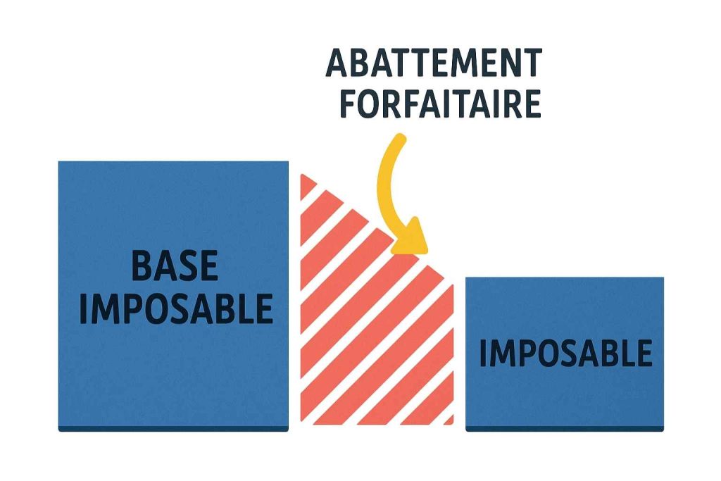 Abattement forfaitaire fiscal appliqué à une base imposable dans un calcul d’impôt.