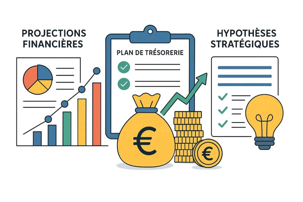 BP prévisionnel entreprise présenté sous forme de tableau financier détaillé