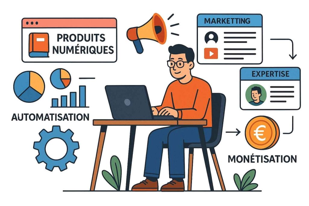 Infopreneur développant son business de l’infopreneuriat via des produits numériques.