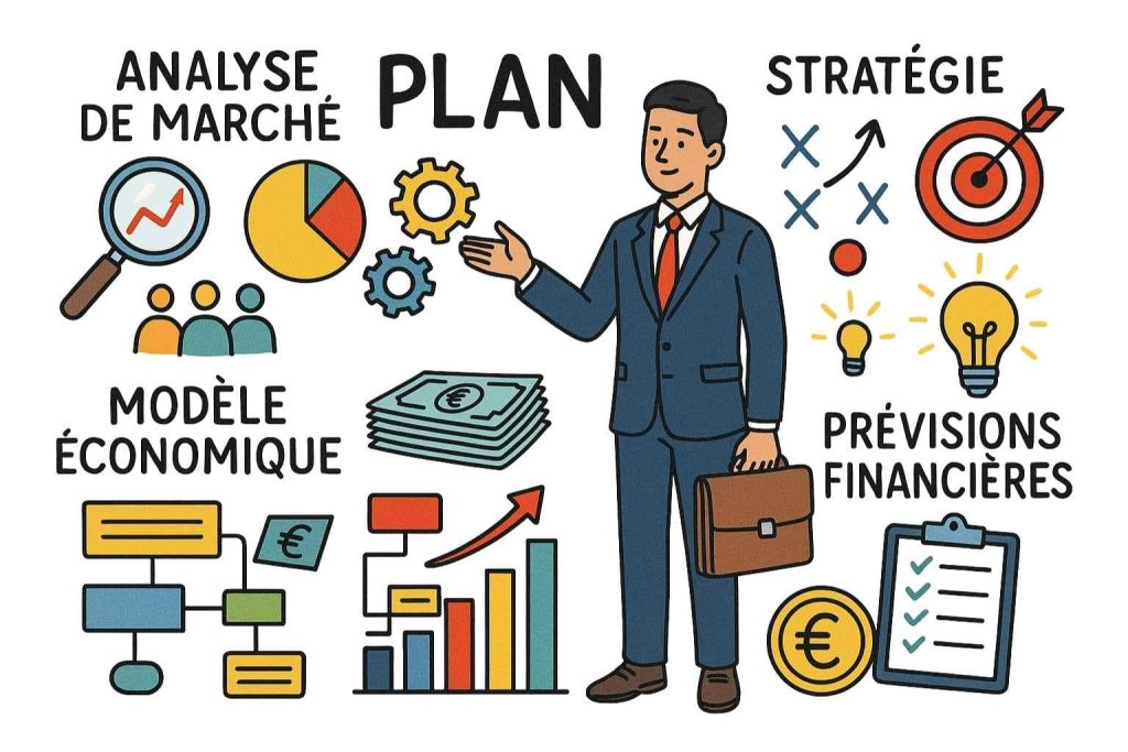 Business plan complet entrepreneur présenté sous forme de document stratégique