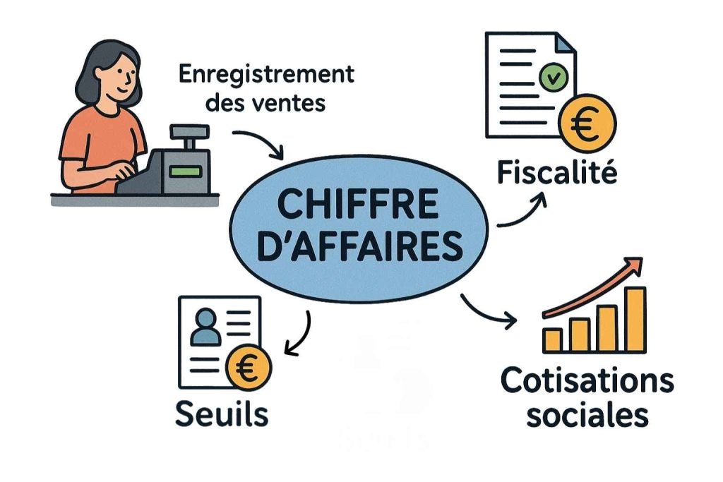 Chiffre d’affaires déclaré entreprise illustré par un tableau de ventes utilisé pour les obligations fiscales.