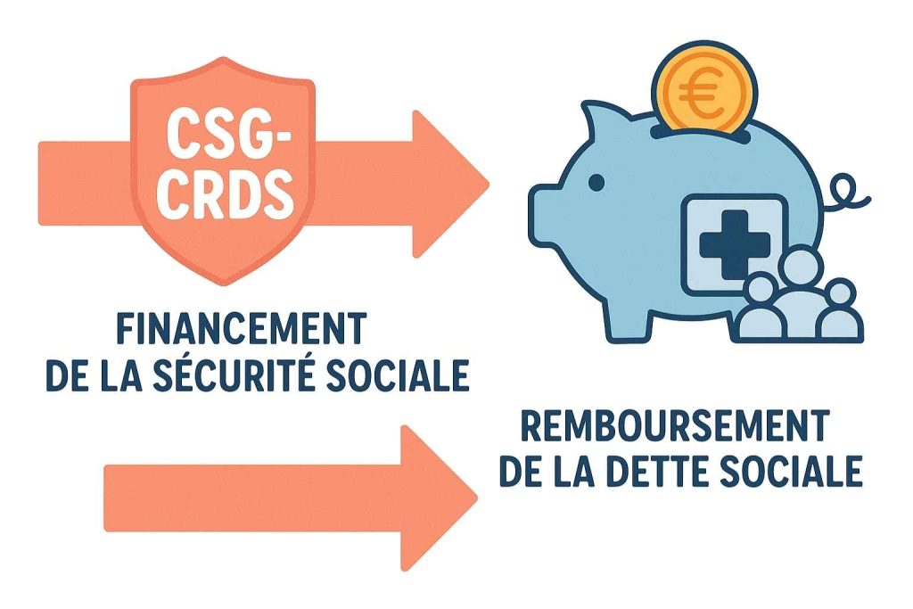 Contributions sociales CSG-CRDS appliquées sur les revenus en France