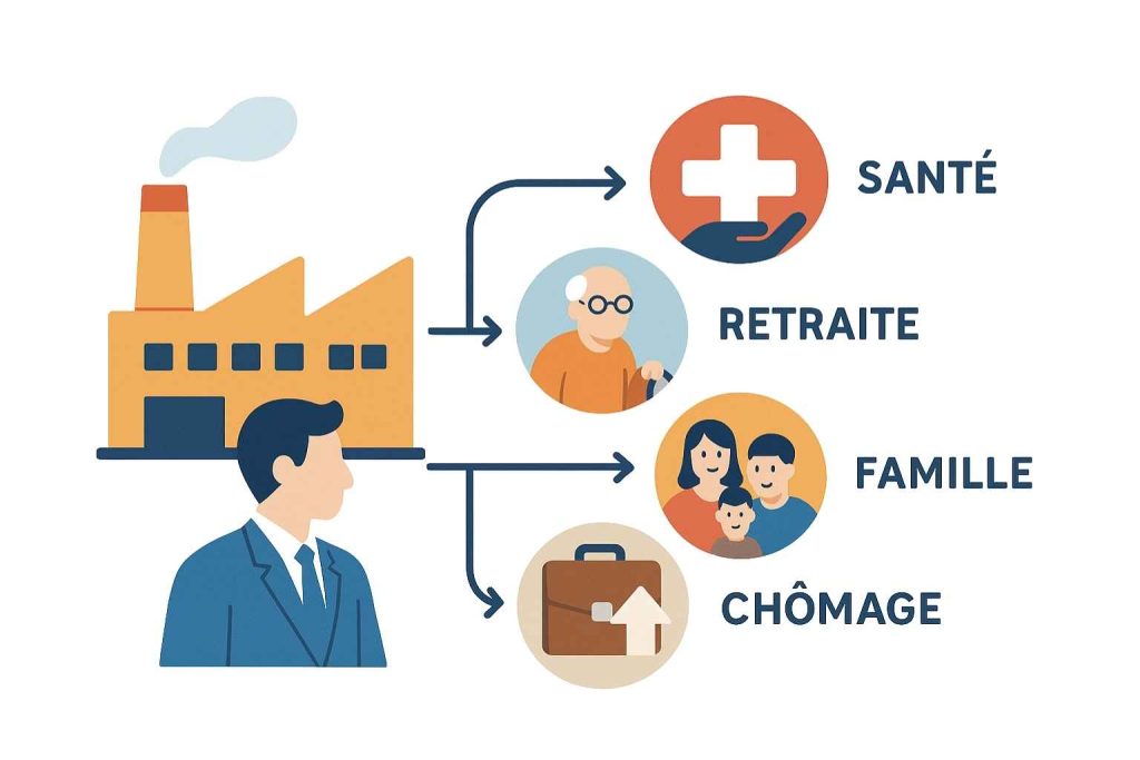 Cotisations sociales entreprise expliquées à travers les différentes contributions obligatoires.