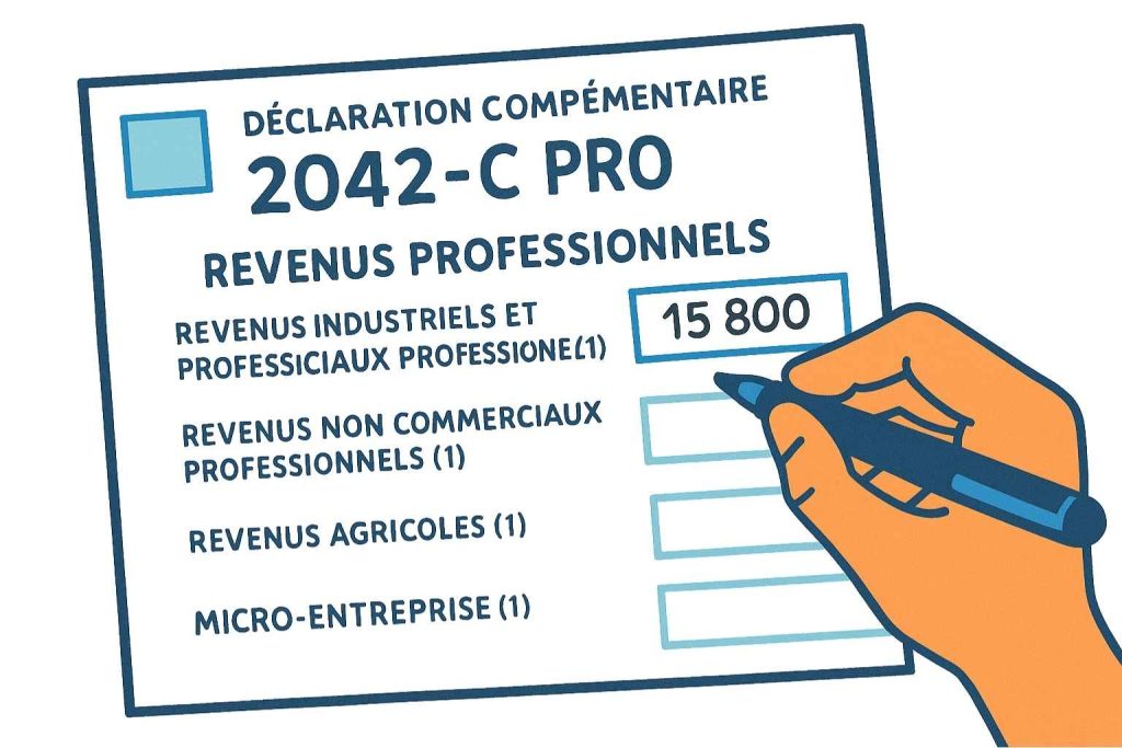 Déclaration 2042-C PRO revenus professionnels remplie en ligne sur espace fiscal.
