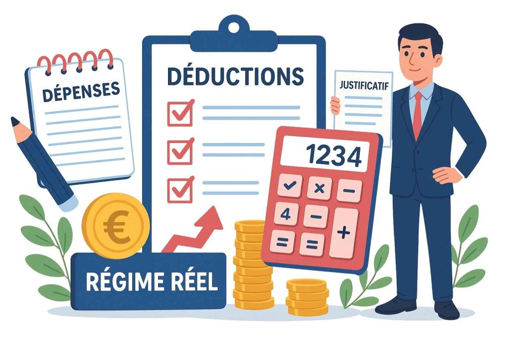 Déduction des charges réelles illustrée dans la gestion des dépenses professionnelles.