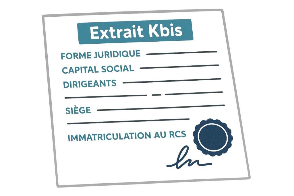 Extrait Kbis société présentant les informations légales obligatoires d’une entreprise.