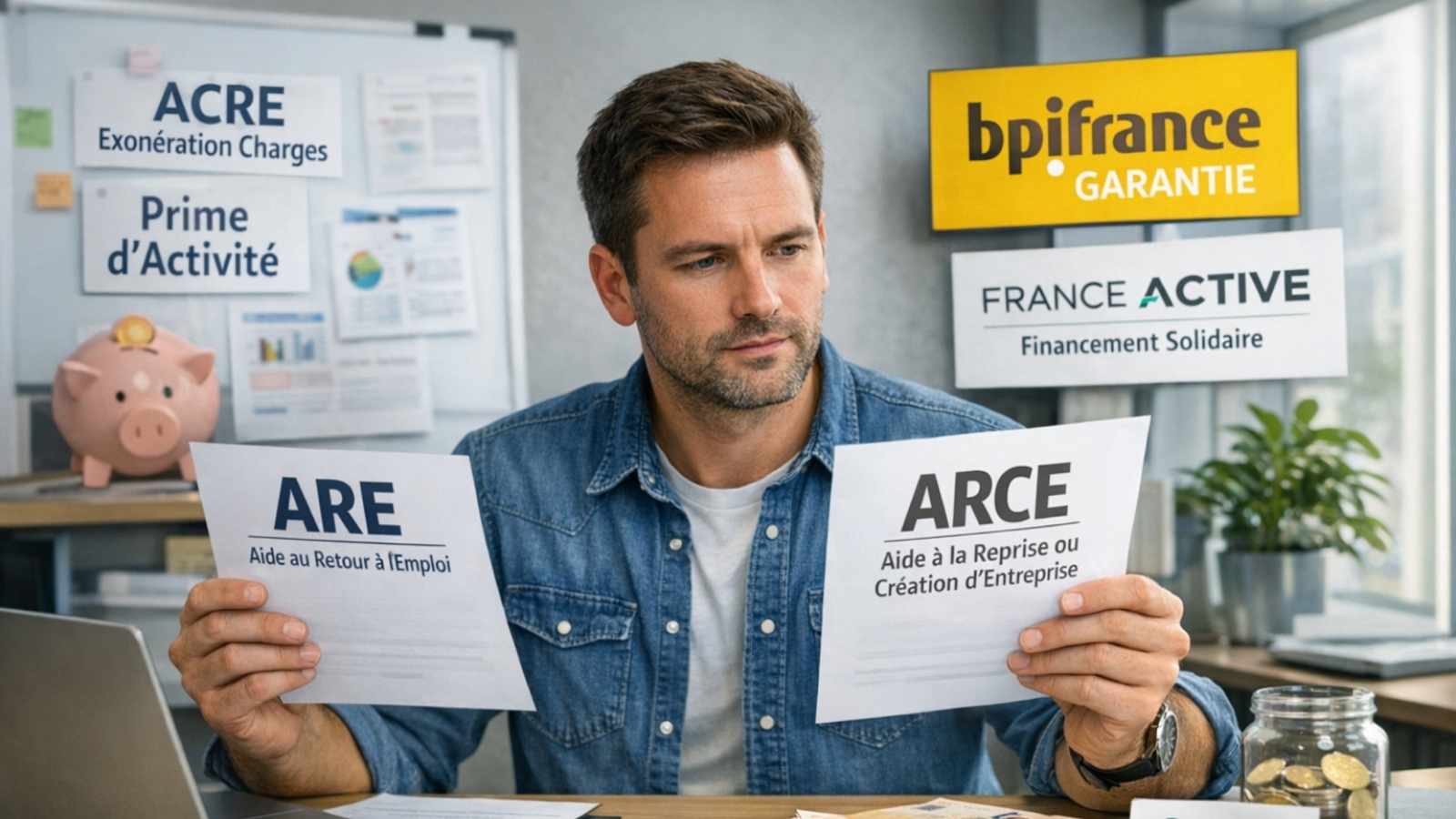 Financements et aides web entrepreneurs 2025 2026 : créateur digital analysant ARE, ARCE et solutions de financement