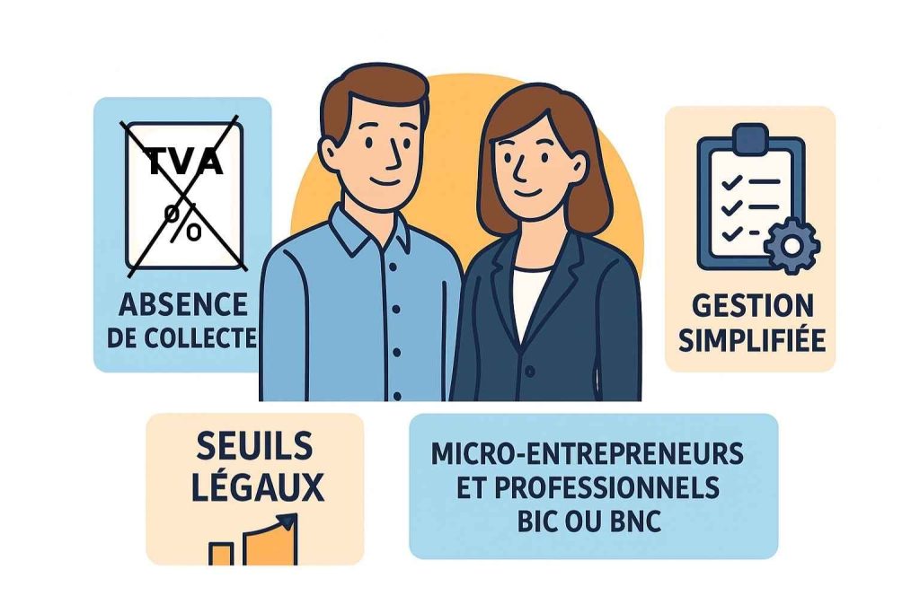 Entreprise bénéficiant de la franchise en base de TVA et appliquant le régime sans collecte.