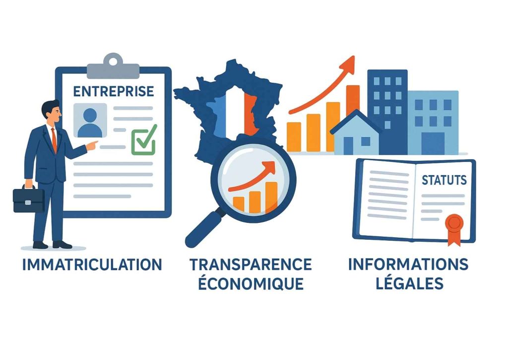 Registre du commerce et des sociétés RCS illustrant l’immatriculation et les données légales des entreprises.