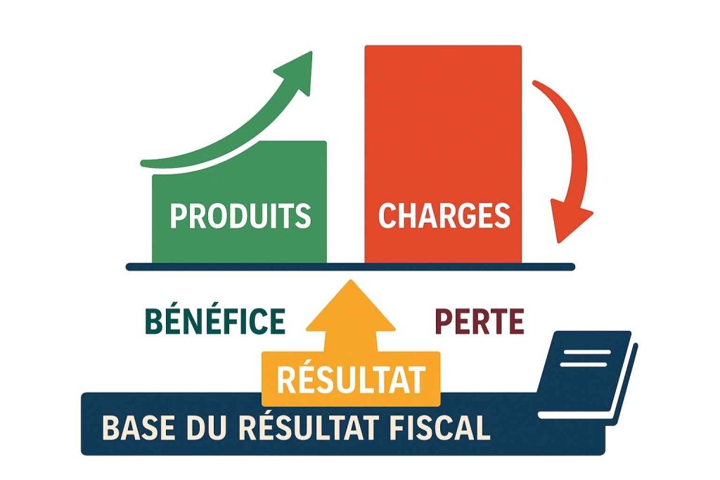 Résultat comptable entreprise illustré par un bilan simplifié montrant produits et charges