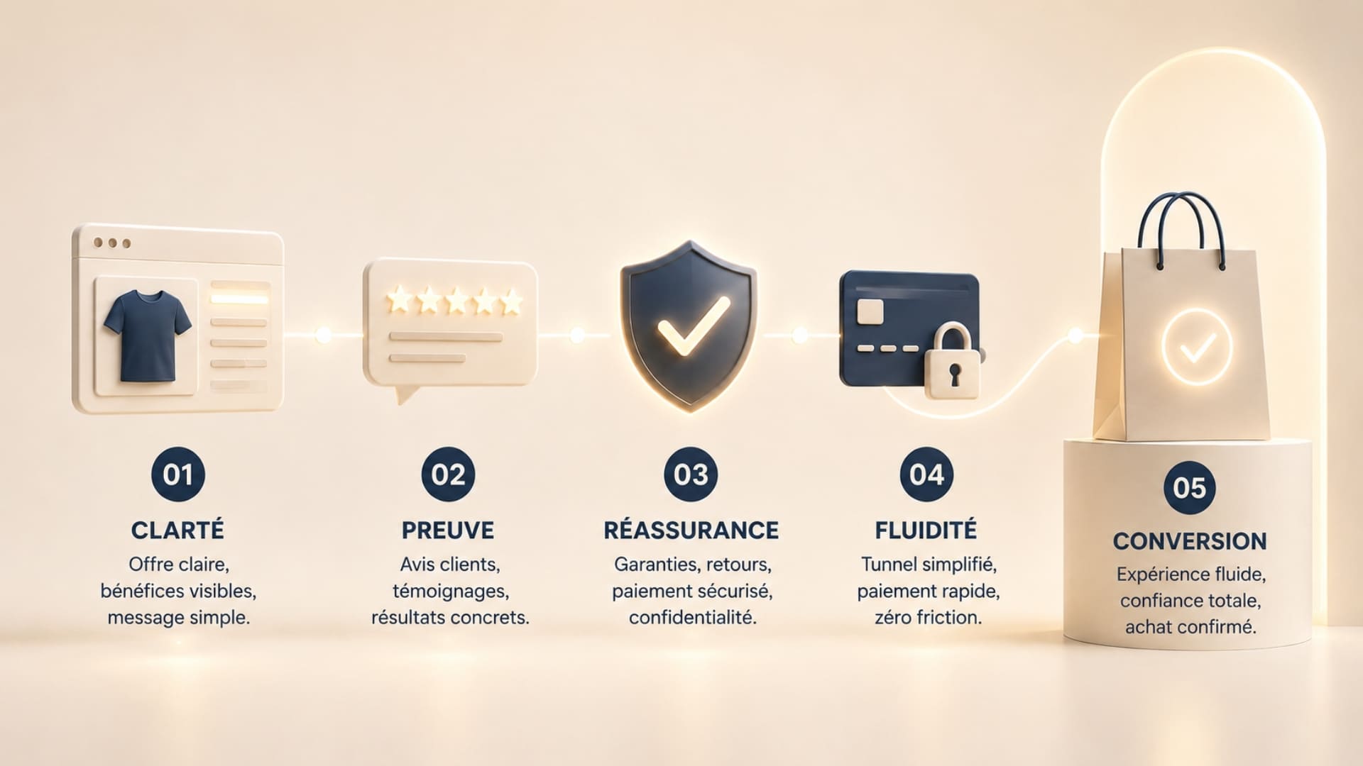 Tunnel de vente sans friction en cinq étapes