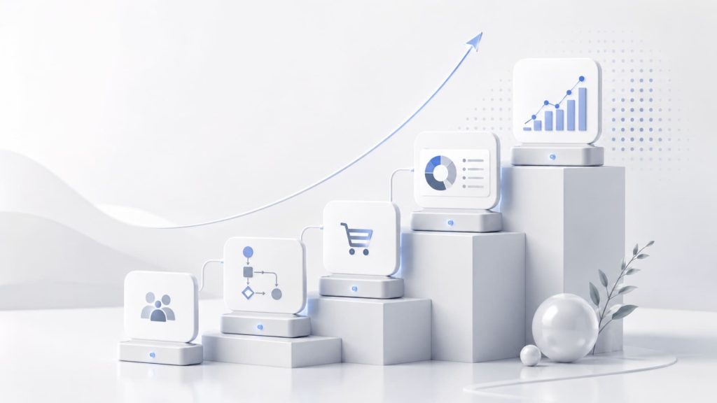 Business en ligne en croissance structurée avec tableau de bord