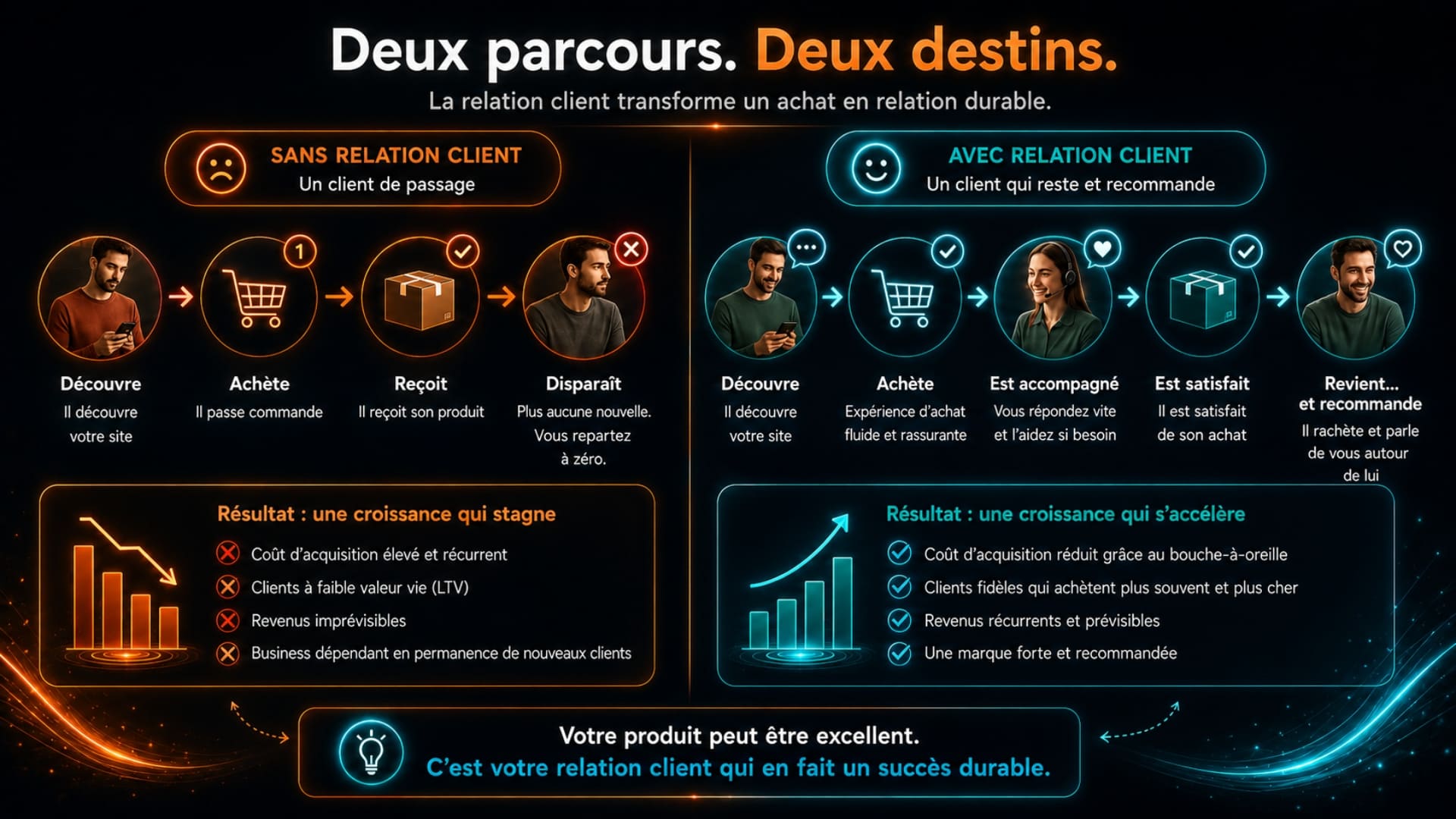 Comparaison de deux parcours de relation client en ligne