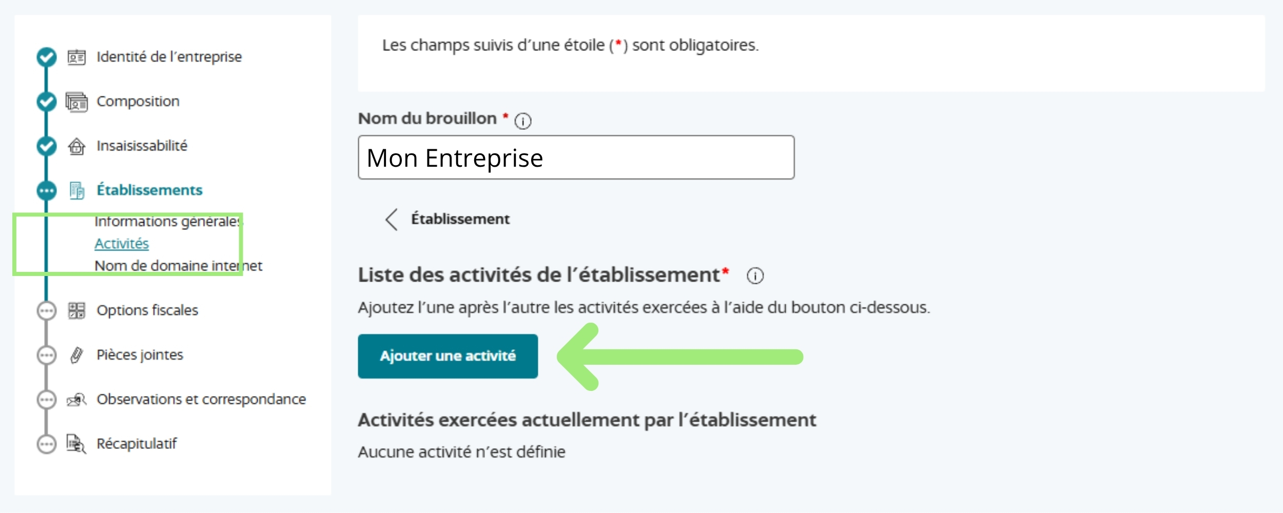 Ajout d’une activité pour créer une micro-entreprise sur l’INPI