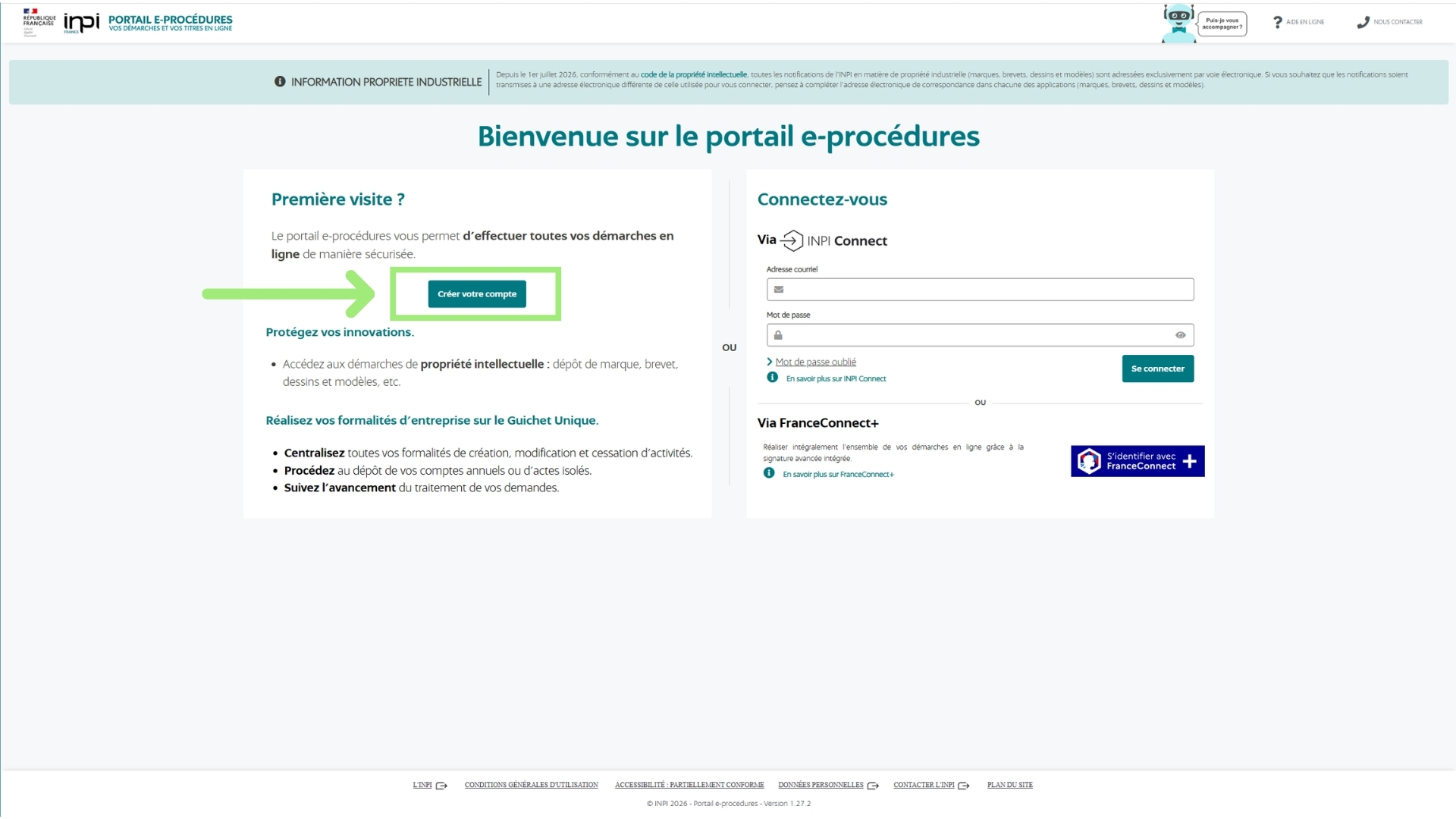 Portail INPI officiel pour commencer la création d’une micro-entreprise