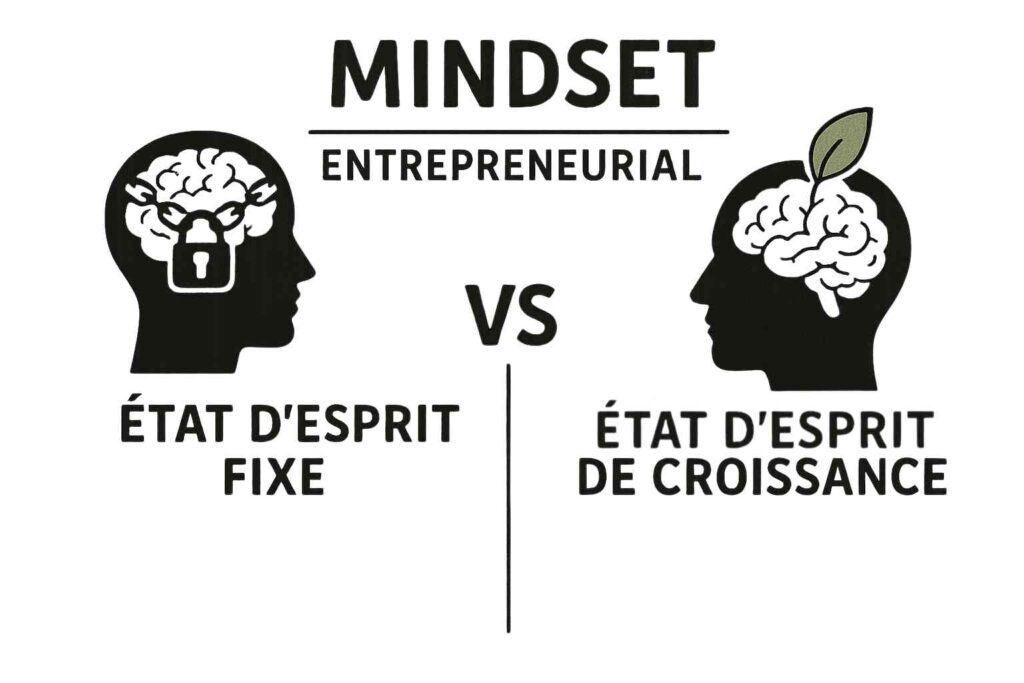 Illustration mindset entrepreneurial – état d’esprit fixe vs état d’esprit de croissance