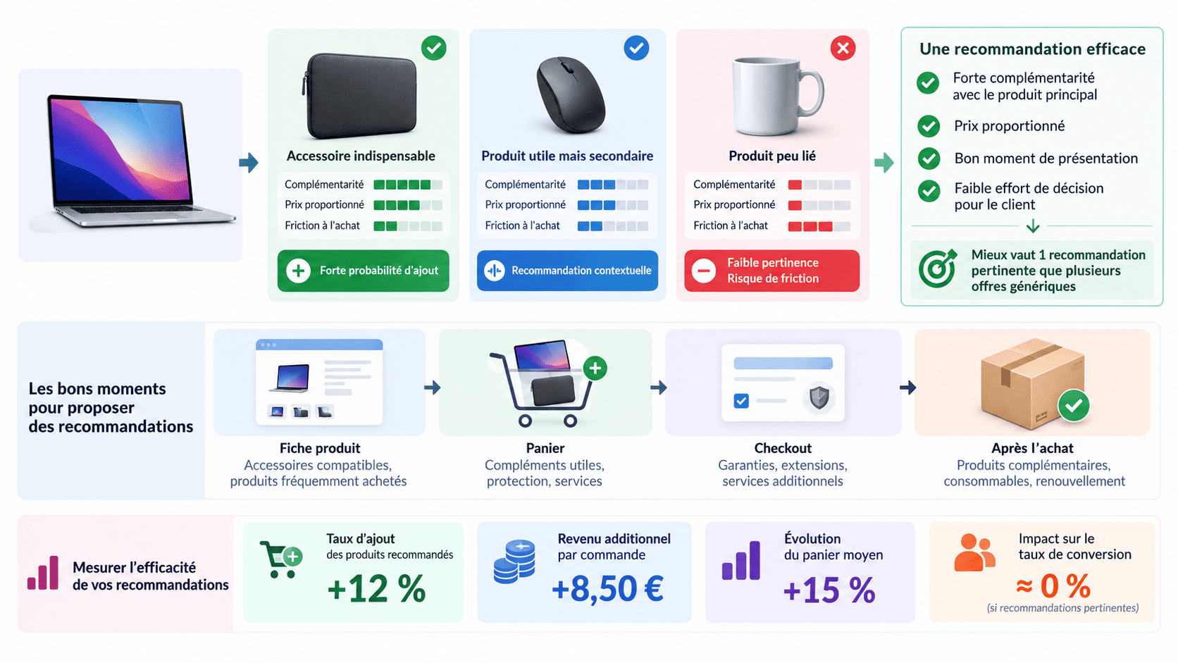 Cross-sell en vente : critères, moments de recommandation et indicateurs pour mesurer l'efficacité des ventes complémentaires.