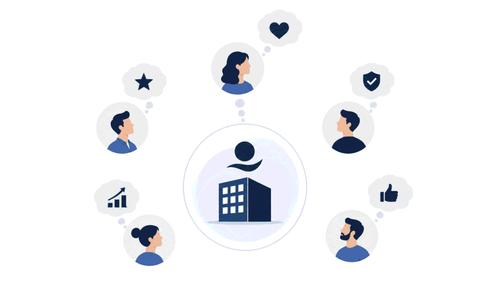 Image de marque entreprise représentée par la perception d'une marque auprès de son public.