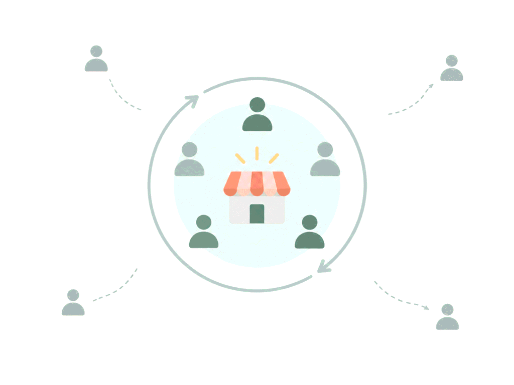 Illustration minimaliste de la rétention client et du maintien des clients dans la durée.
