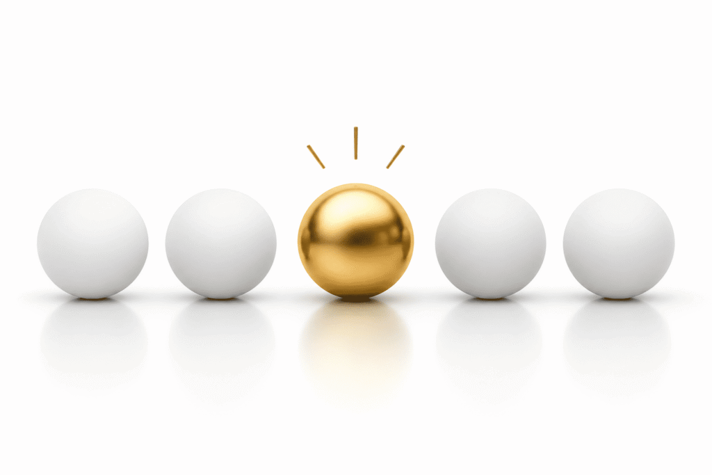 Stratégie de différenciation marketing illustrée par une offre qui se distingue visuellement de ses concurrents.